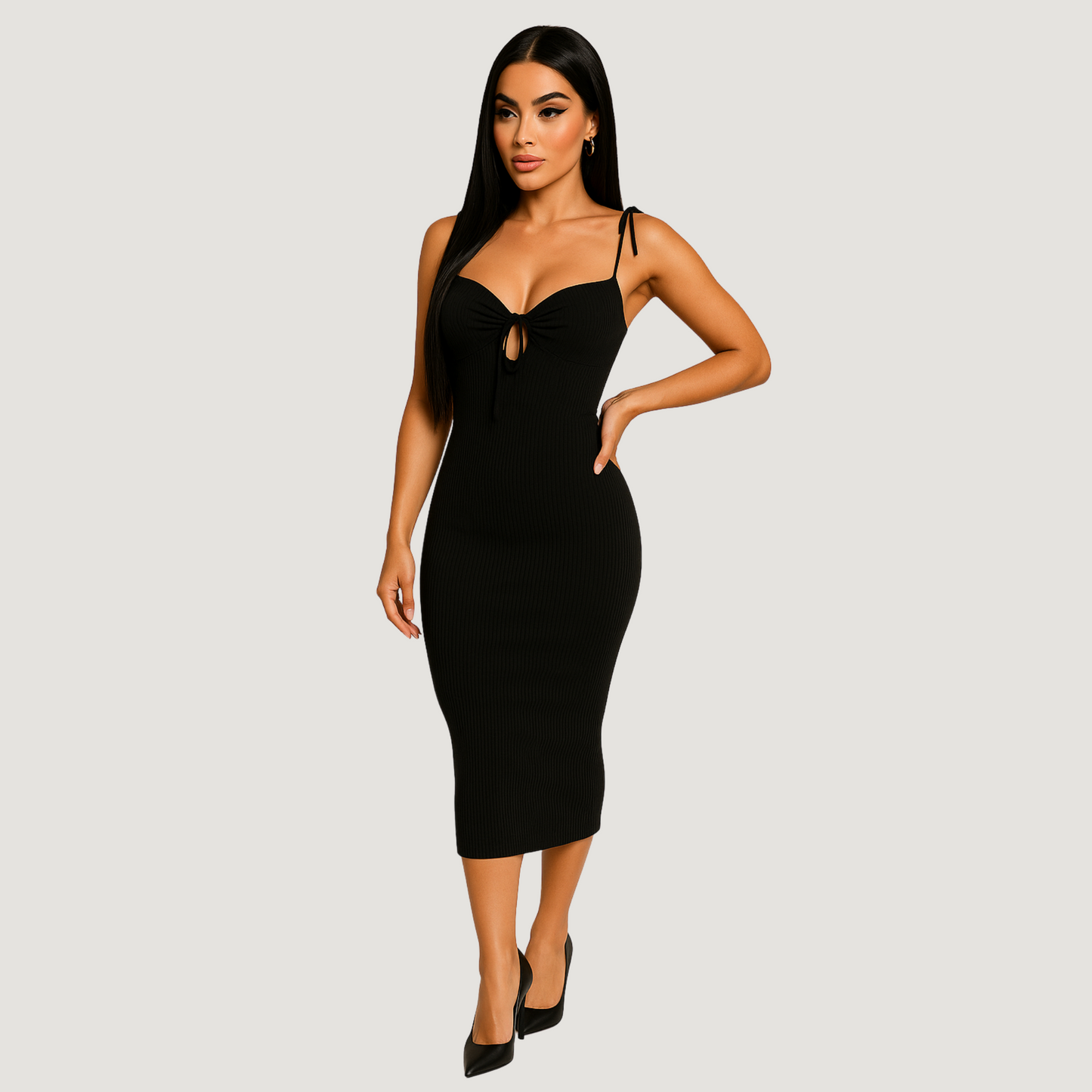 Hawaii Black Midi Dress.