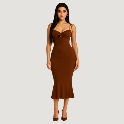 Hawaii Brown Midi Dress.