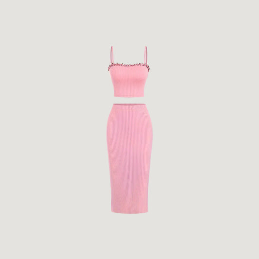 Elora Ivory Peach Midi Dress.