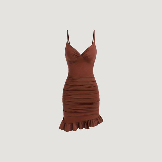 Abelia Brown Mini Dress.